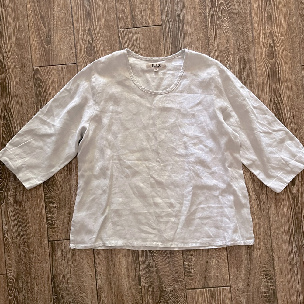 FLAX 3/4 sleeve linen gray top/tunic